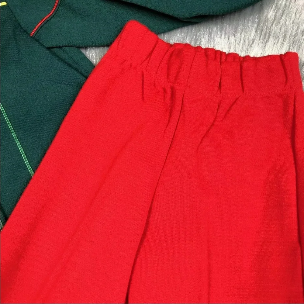 Vintage Sears Toddler Girls Red Green Polyester Shirt Pant Set 1970s Fall